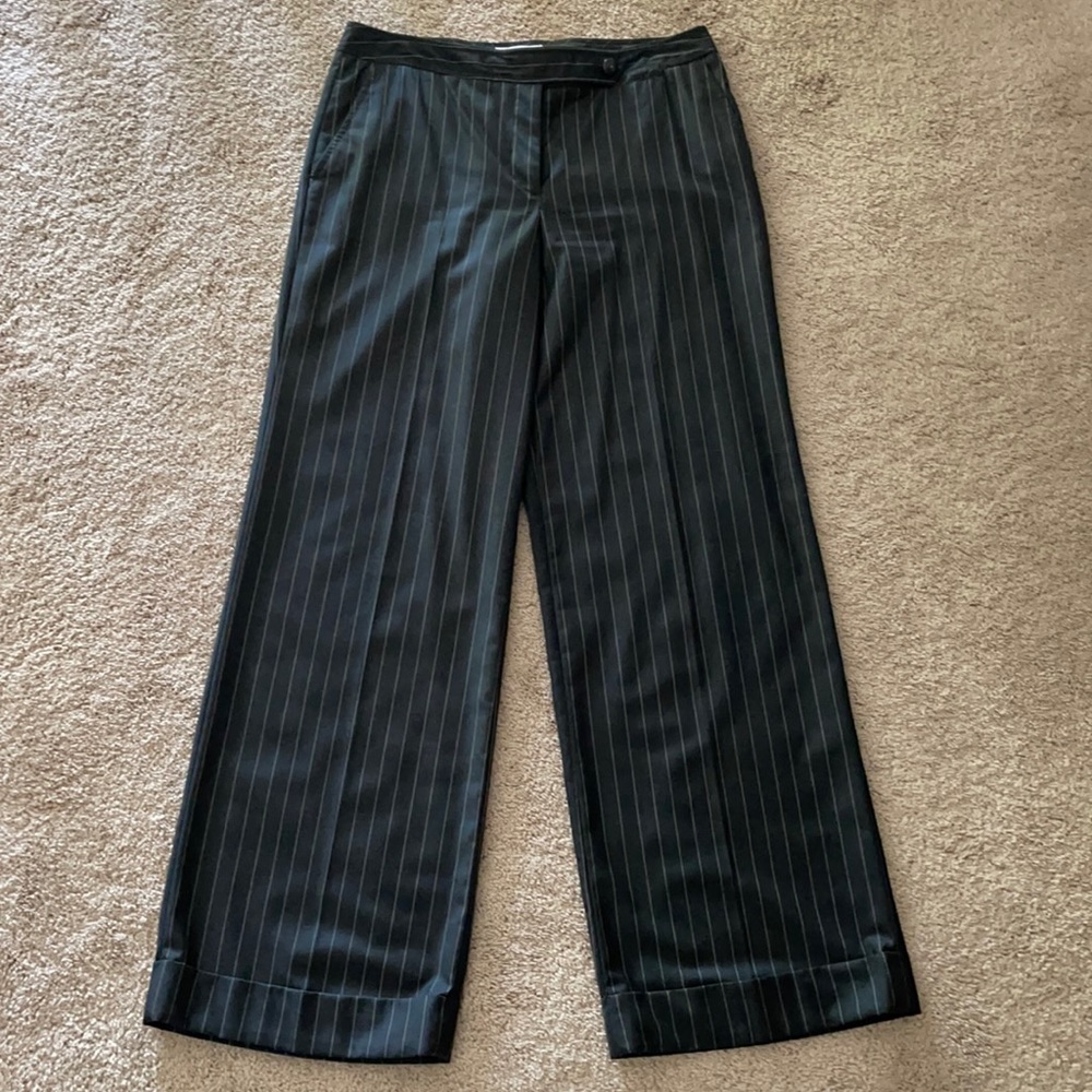 Isaac Mizrahi wide leg pine stripe pants size 8